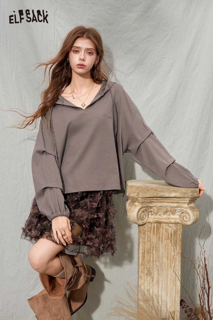 Oversized Solid Long Sleeve Hoodie