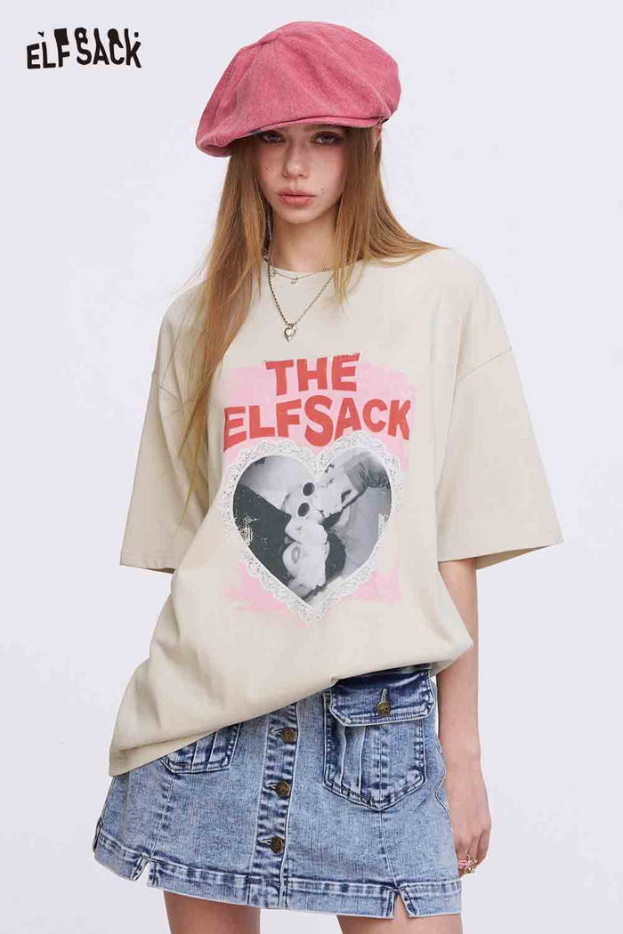 ELFSACK Oversized T Shirt with Heart Portrait