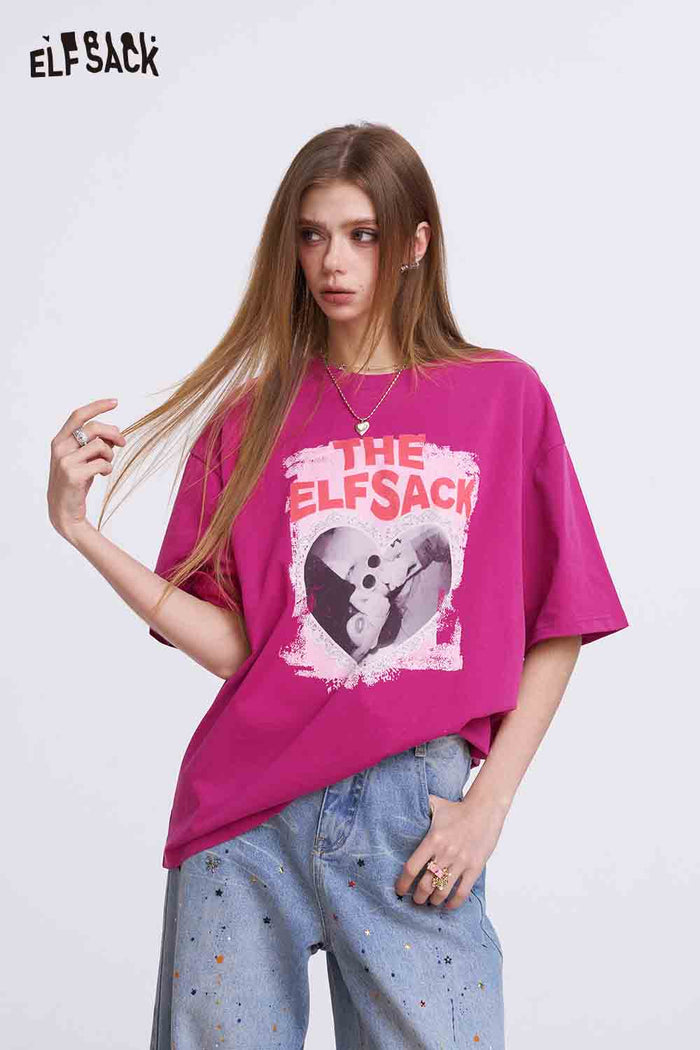 ELFSACK Oversized T Shirt with Heart Portrait