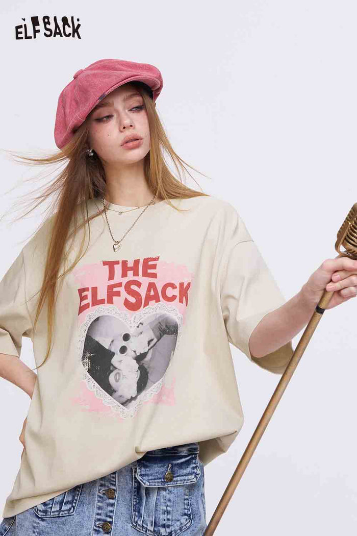 ELFSACK Oversized T Shirt with Heart Portrait