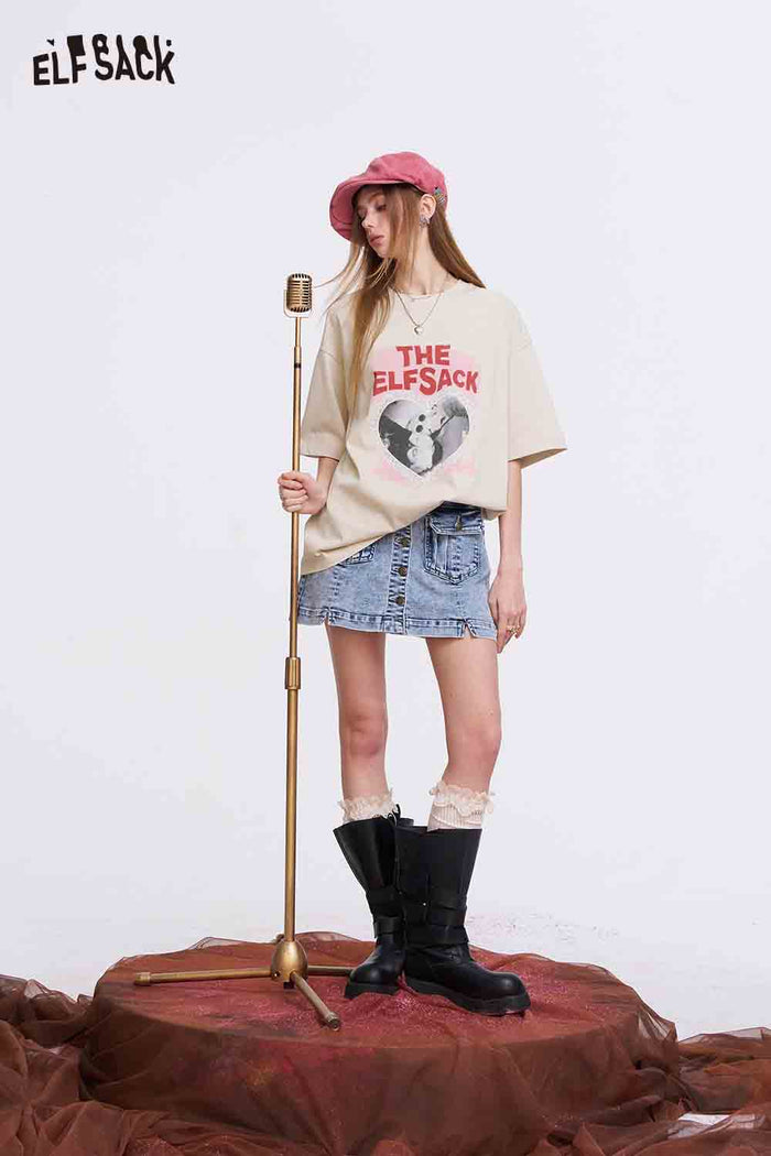 ELFSACK Oversized T Shirt with Heart Portrait