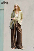 ELFSACK Paisley Beaded Tassel Wide Leg Pants
