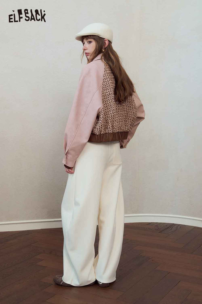 Patchwork Embroidered Contrast Collar Jacket