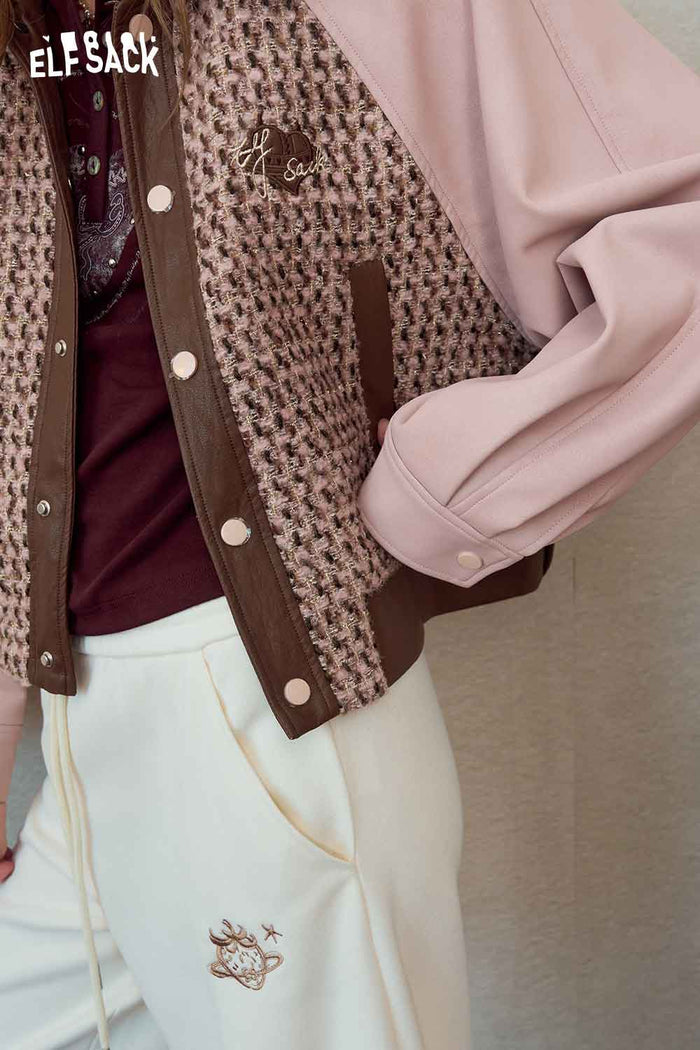Patchwork Embroidered Contrast Collar Jacket