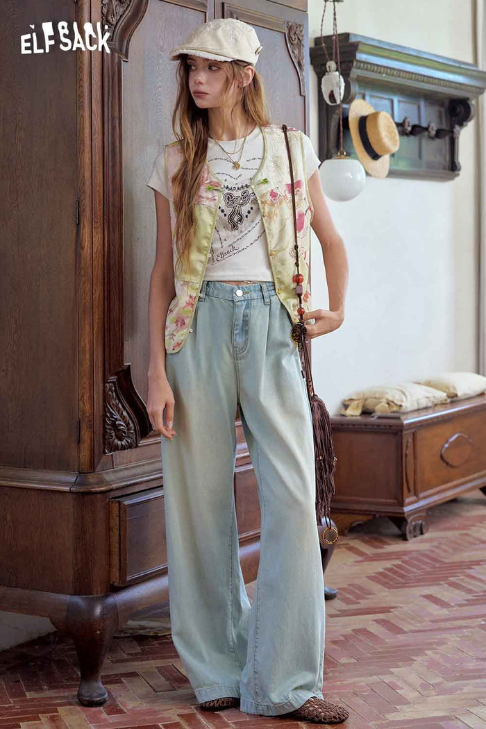 Patchwork Floral Print Sleeveless Vest