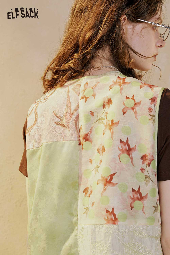 Patchwork Floral Print Sleeveless Vest