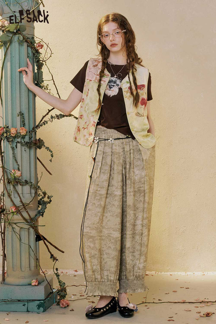 Patchwork Floral Print Sleeveless Vest