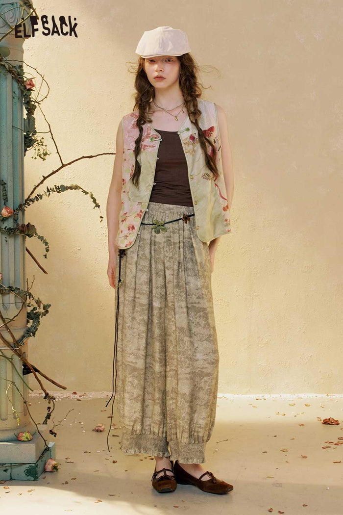 Patchwork Floral Print Sleeveless Vest