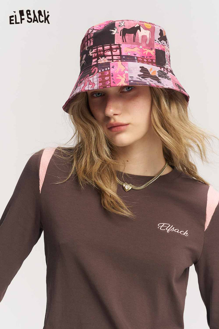 Patchwork Print Floral Bucket Hat