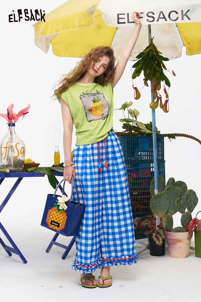 ELFSACK Pear Print Side Tie Crop Tank