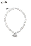 ELFSACK Pearl Rhinestone Planet Pendant Necklace