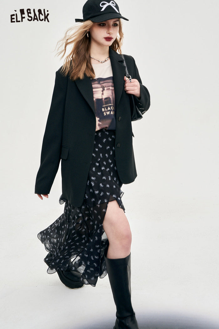 ELFSACK Petite Elegant Black Blazer