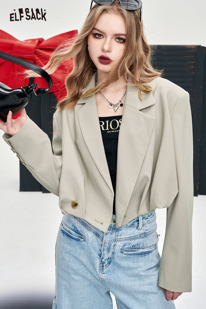 ELFSACK Petite Pleated Short Blazer