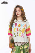 ELFSACK Pineapple Print Fringe Flare Tee