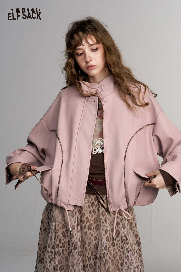Pink Gingham Bow Crop Jacket