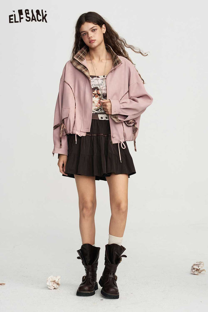 Pink Gingham Bow Crop Jacket