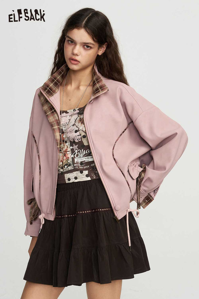 Pink Gingham Bow Crop Jacket