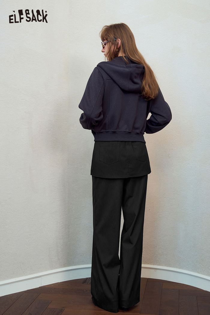 Pinstripe Fake Two Piece Wide Leg Pants