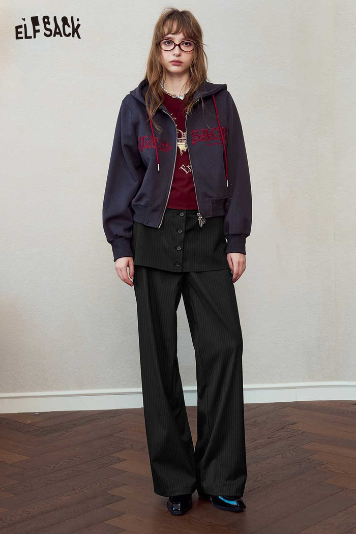 Pinstripe Fake Two Piece Wide Leg Pants