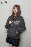 Planet Print Zip-Up Hooded Sweatshirt