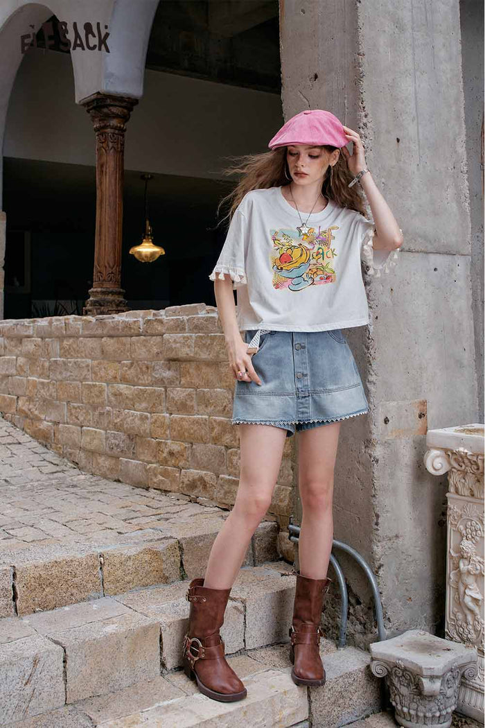 ELFSACK Playful Fruit Print Oversized T-Shirt