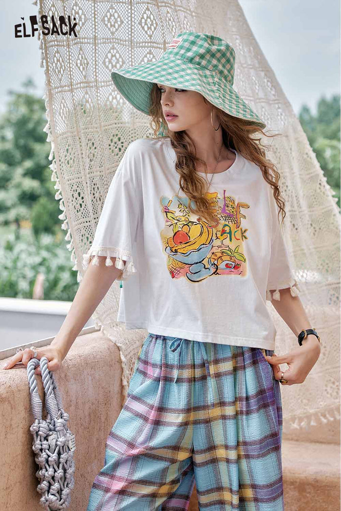 ELFSACK Playful Fruit Print Oversized T-Shirt
