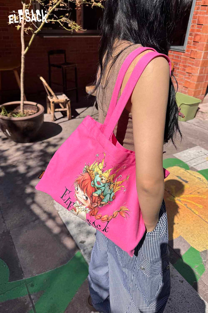 ELFSACK Plush Large Capacity Canvas Tote Design Retro Shoulder Bag