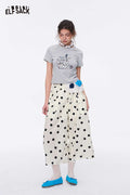 ELFSACK Polka Dot Drawstring Waist Wide Leg Pants