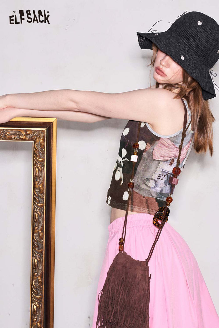 ELFSACK Polka Dot Horse Print Cami Top