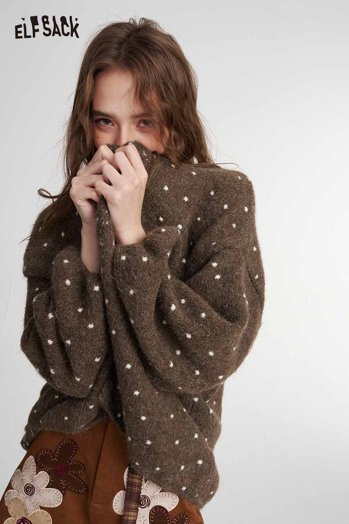 Polka Dot Loose Knit Cardigan