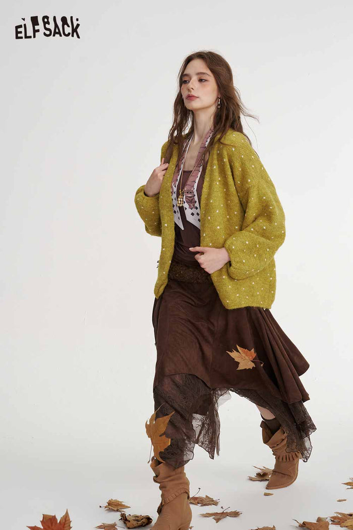 Polka Dot Loose Knit Cardigan