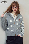 Polka Dot Stripe Zip Hoodie