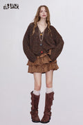 ELFSACK Polyester Blend Animal Print Pleats Asymmetric Hem Tiered Skirt