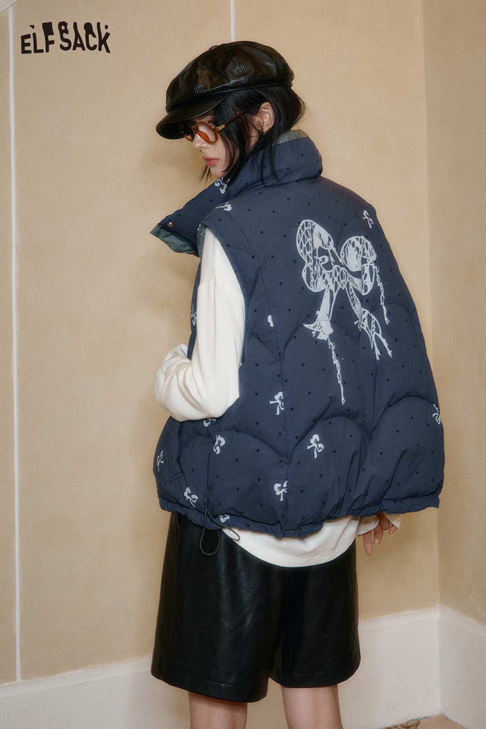 ELFSACK Polyeter Bohemian Floral Pattern Dual Side Wearable Vest