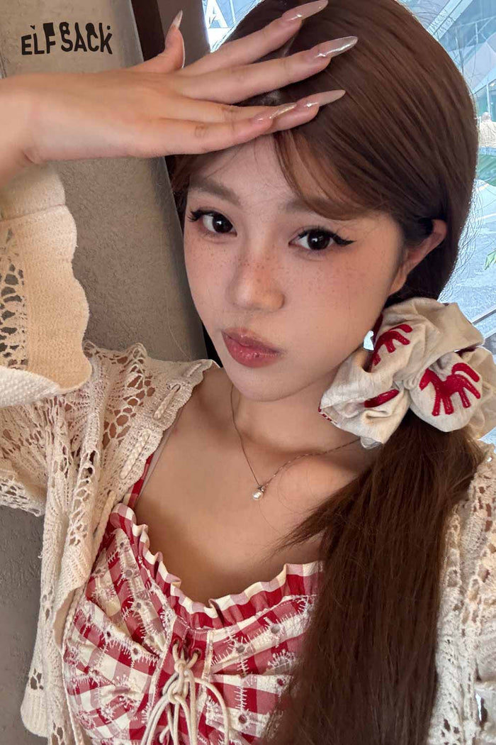 ELFSACK Pony Embroidery Linen Scrunchie
