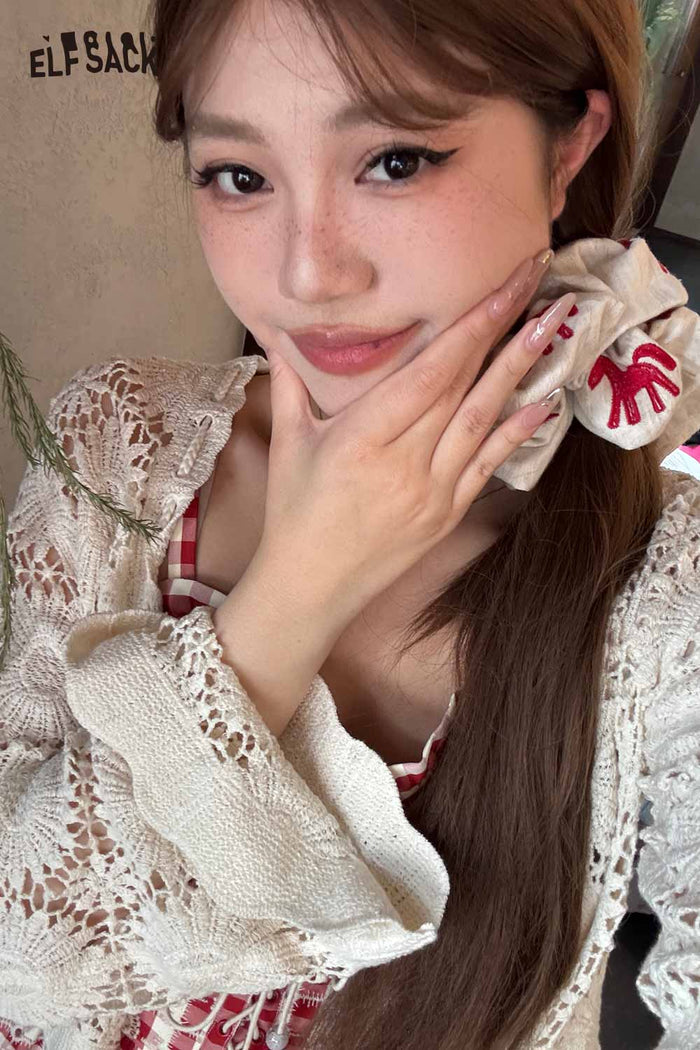 ELFSACK Pony Embroidery Linen Scrunchie