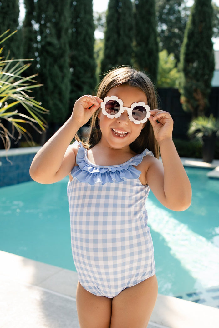 ***PREORDER***Bow Back Swimsuit - Blue Gingham - Sugar Bee Clothing