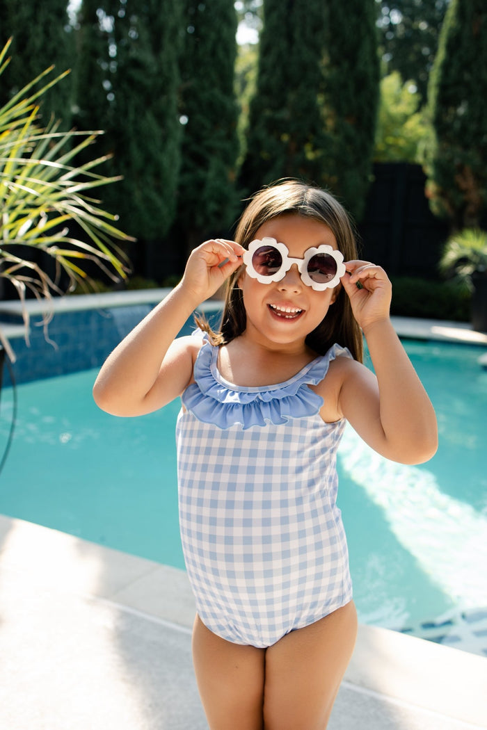 ***PREORDER***Bow Back Swimsuit - Blue Gingham - Sugar Bee Clothing
