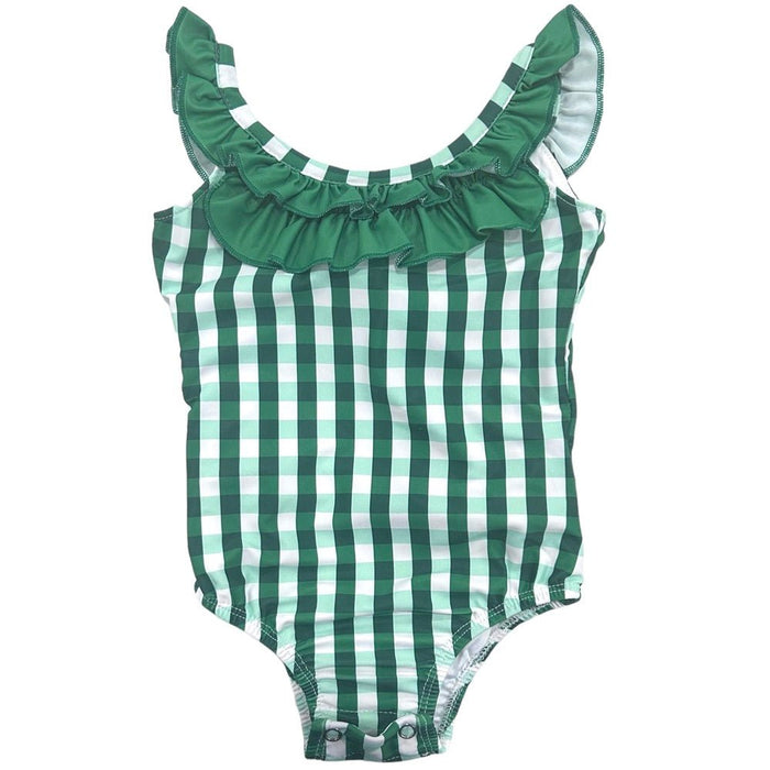 Bow Back Swimsuit - Green Gingham - Sugar Bee Clothing