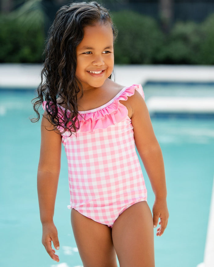 ***PREORDER***Bow Back Swimsuit - Pink Gingham - Sugar Bee Clothing