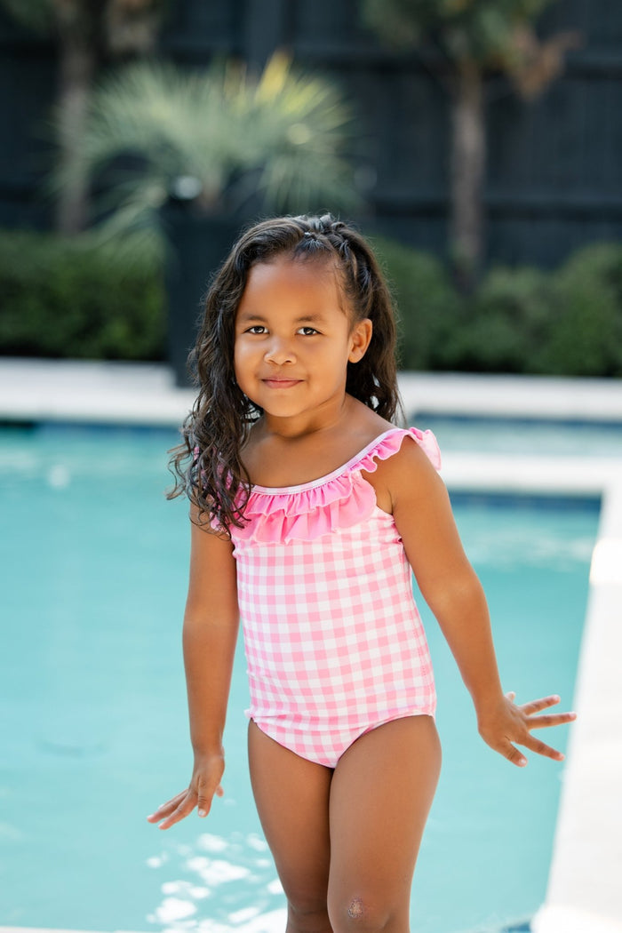 ***PREORDER***Bow Back Swimsuit - Pink Gingham - Sugar Bee Clothing