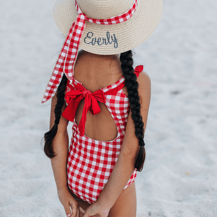 Bow Back Swimsuit - Red Gingham - Sugar Bee Clothing