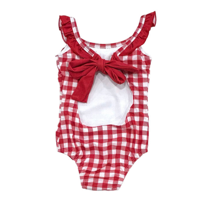 Bow Back Swimsuit - Red Gingham - Sugar Bee Clothing