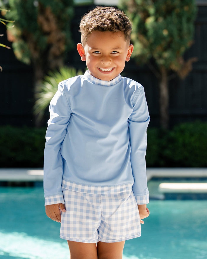 ***PREORDER***Swim Shorts - Blue Gingham - Sugar Bee Clothing