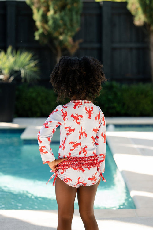 Ruffle Bottom Swimsuit - Crawfish - Sugar Bee Clothing