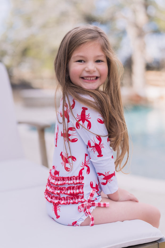 Ruffle Bottom Swimsuit - Crawfish - Sugar Bee Clothing