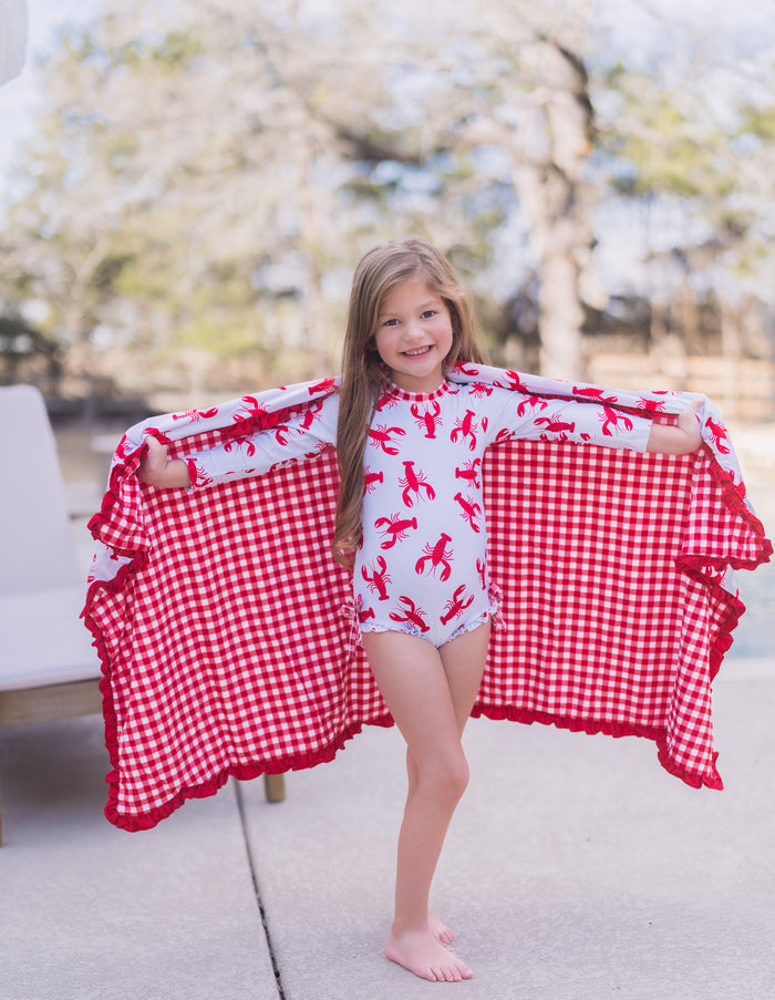 Ruffle Bottom Swimsuit - Crawfish - Sugar Bee Clothing