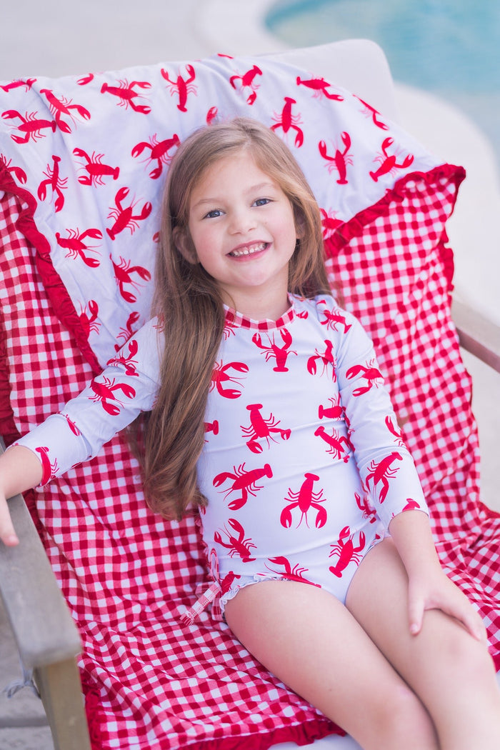 Ruffle Bottom Swimsuit - Crawfish - Sugar Bee Clothing