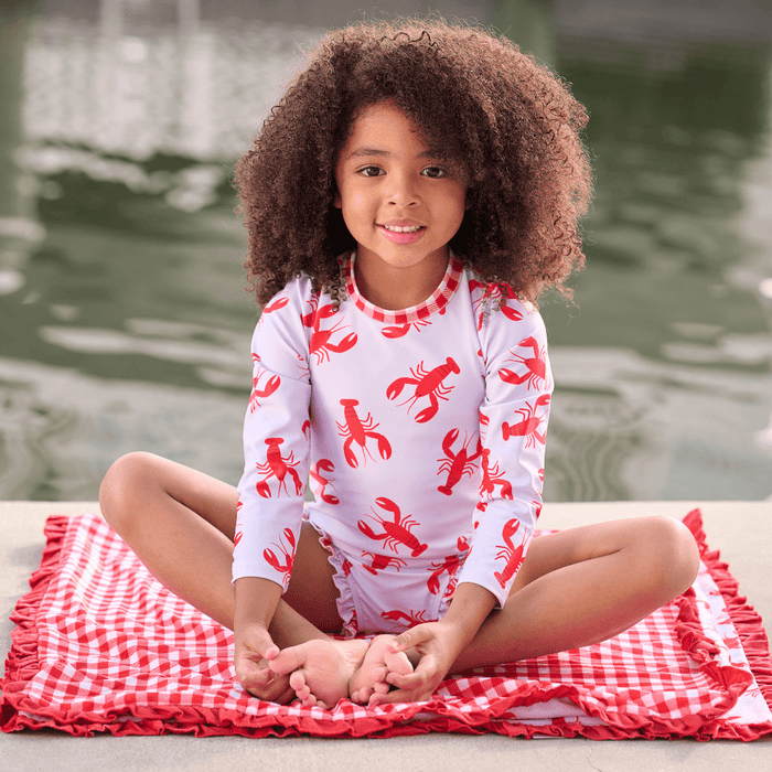 Ruffle Bottom Swimsuit - Crawfish - Sugar Bee Clothing