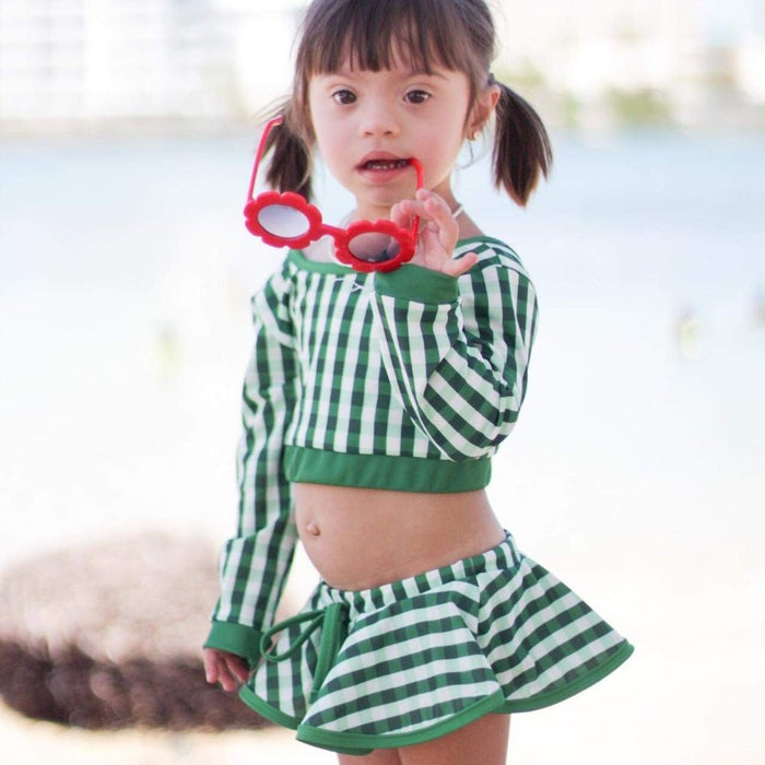 Skirt Bikini - Green Gingham - Sugar Bee Clothing